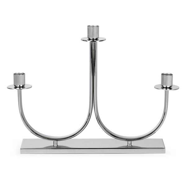 Zilverstad Kerzenhalter 35 x 24 cm silberner Edelstahl Kerzenleuchter für 3 Stabkerzen