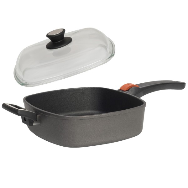 SKK Eck-Grillpfanne 28x28 cm Induktion Griff abnehmbar & Deckel