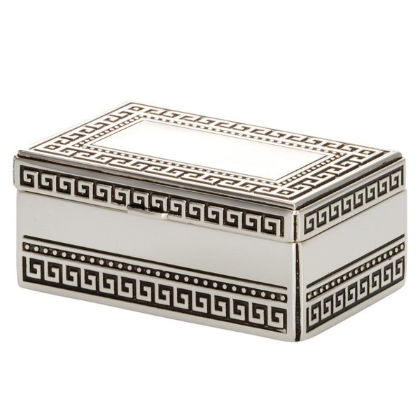 rechteckige kleine verzierte versilberte Schmuckdose 9 x 6 cm | MM-ComSale