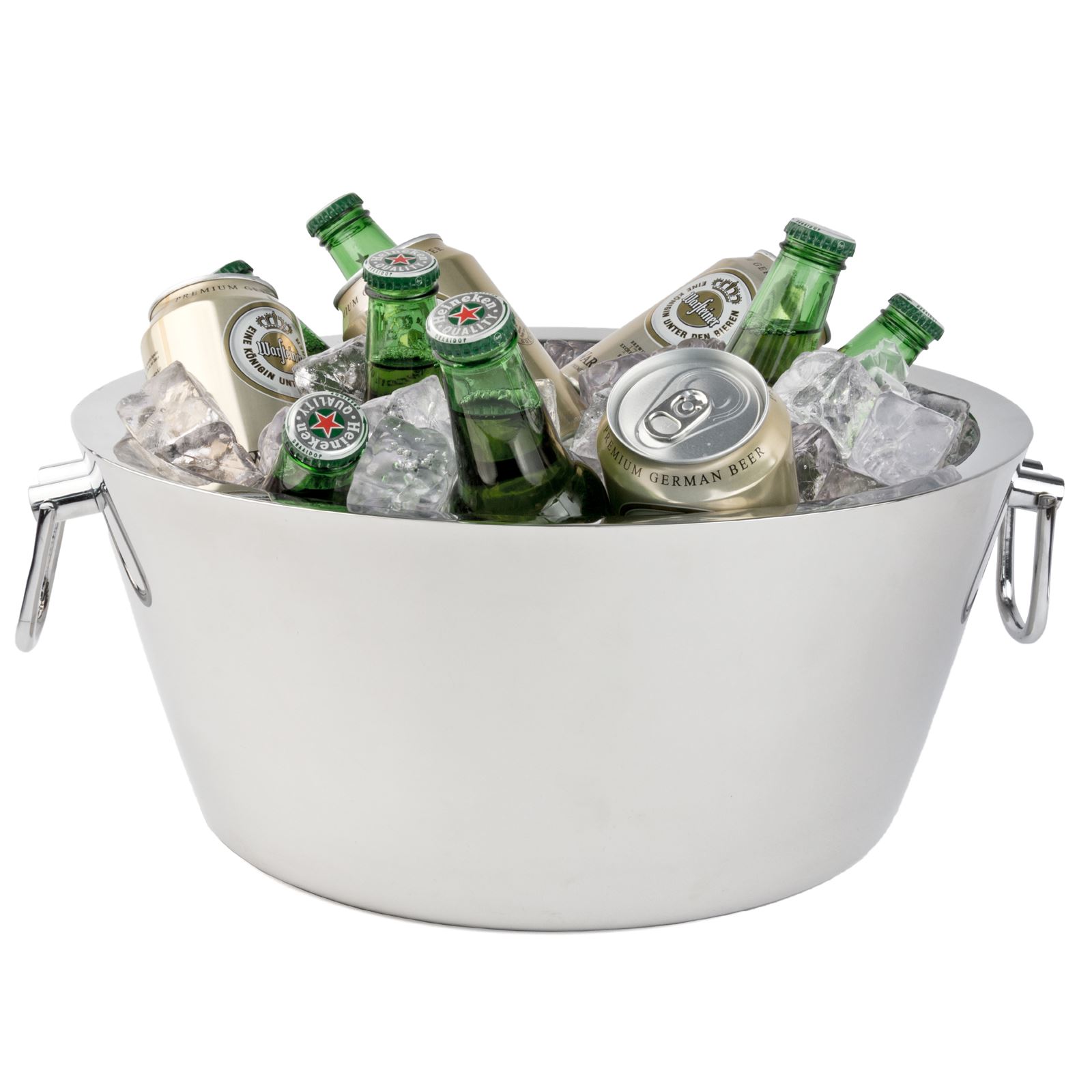 große doppelwandige Edelstahl Champagnerschale mit Griffe Ø 40 cm | MM