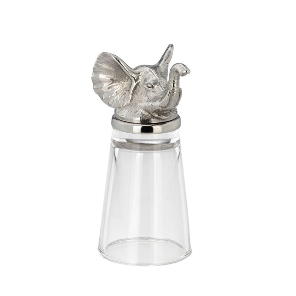 kleines Schnapsglas für 4 cl mit Elefanten Motiv aus Edelstahl 10 cm hoch