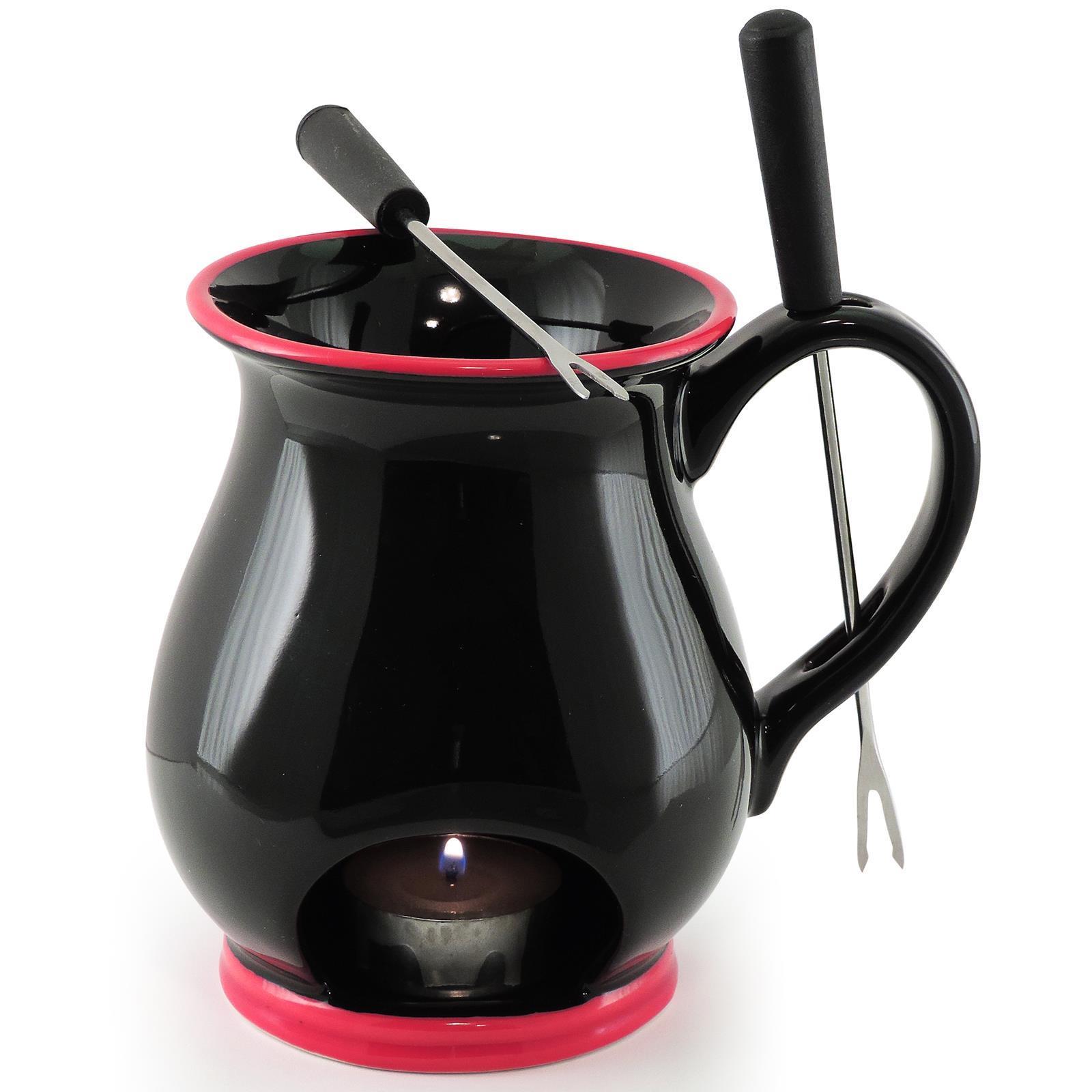 Swissmar 4-teiliger schwarzer Schokoladen-Fondue Keramik-Becher für 2 ...