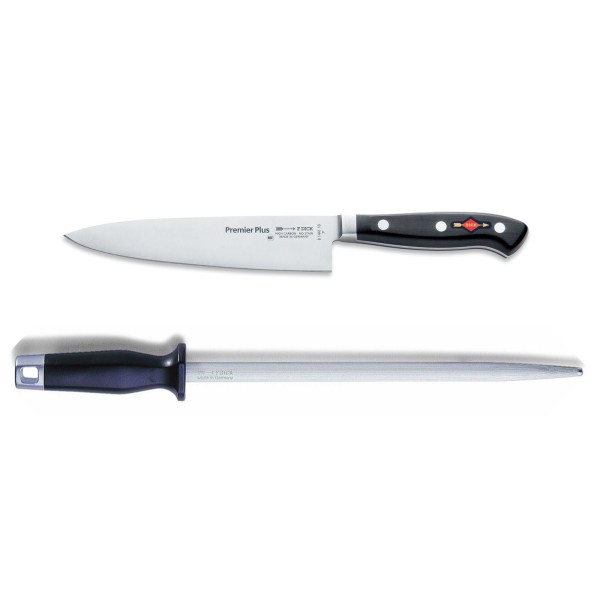 Dick Premier Plus Gyuutoo Meser 18 cm & runder Standard Wetzstahl 30 cm