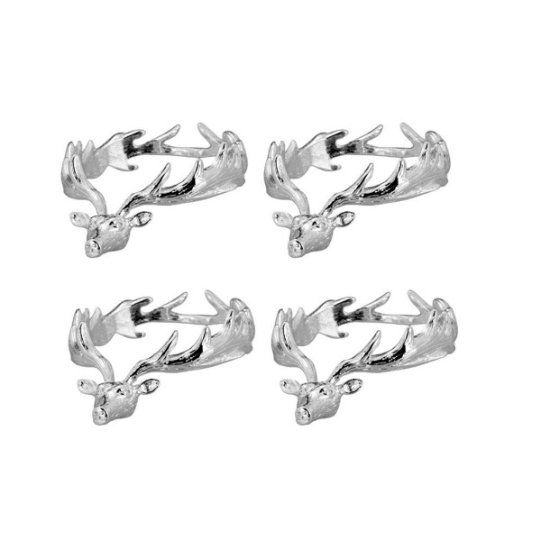 Serviettenringe 4 Stück in Hirsch-Form Ø 4,5cm versilberte Serviettenhalter im Set für Weihnachten & Advent
