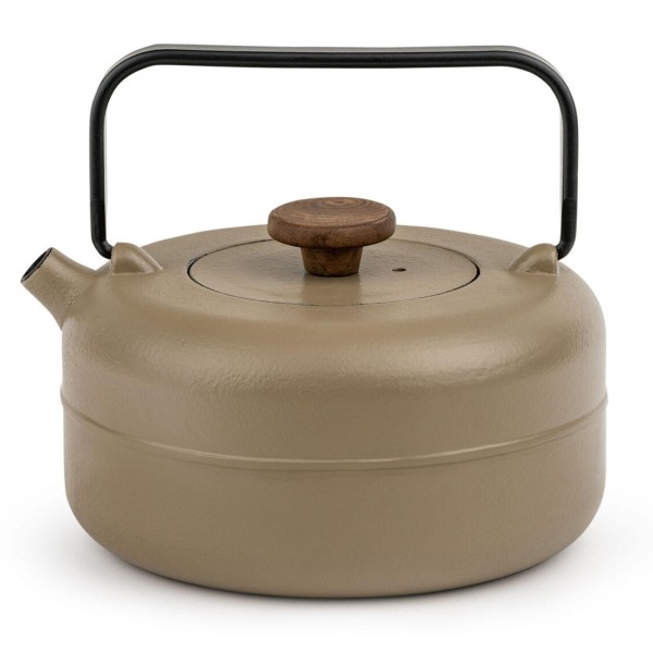 Bredemeijer kleine Guss Teekanne 0.75 Liter beige Kanne mit Holzknauf & Edelstahlfilter