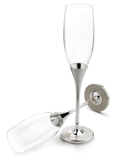 Zilverstad Champagnergläser Silver Diamont Glas/versilbert 2er-Set L 2x 25,5 cm Ø 6,7 cm - Art.-Nr. 7775260