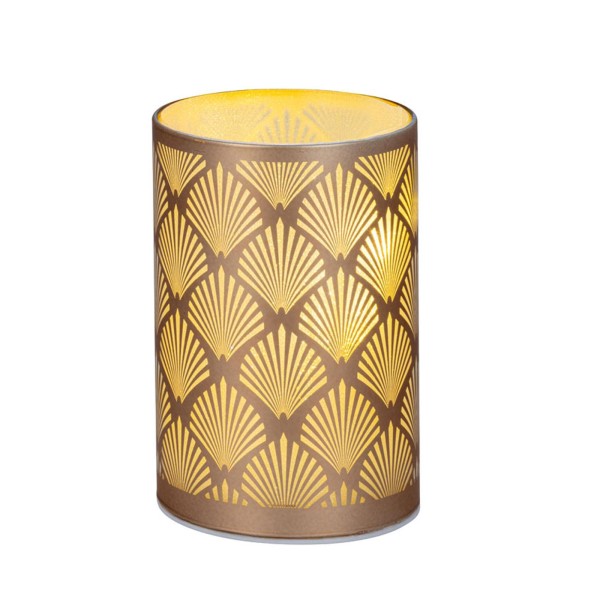 LED Tisch-Windlicht 11,5 x Ø 7,5 cm kupferfarbenes Deko Glaswindlicht & Stimmungslicht