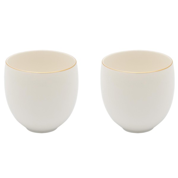 Bredemeijer 2-teiliges weißes Teetassen Set aus Porzellan mit Goldrand