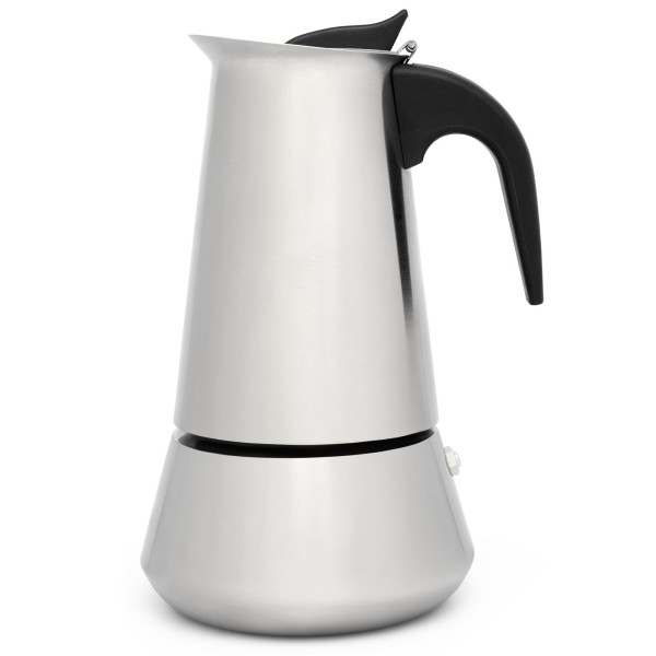 glänzender Edelstahl Espressokocher Induktion für 6 Tassen