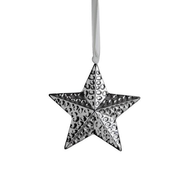 Deko Stern Anhänger 10 cm Edelstahl gehämmerter - kleiner Weihnachtsstern zum Aufhängen