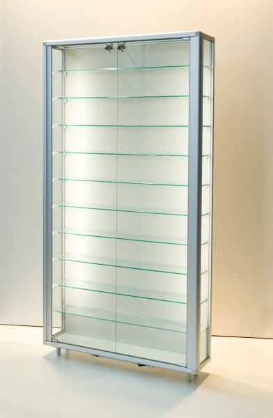 große verschließbare Glas Wandvitrine staubdicht beleuchtet 20 cm tief 2 x 40 W - Art.-Nr. OL9923-mb