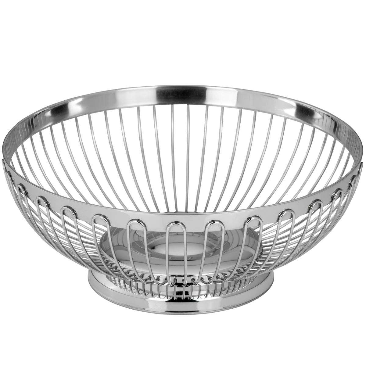 große runde Edelstahl Obstschale Ø 20.5 cm mit Gitterrand | MM-ComSale