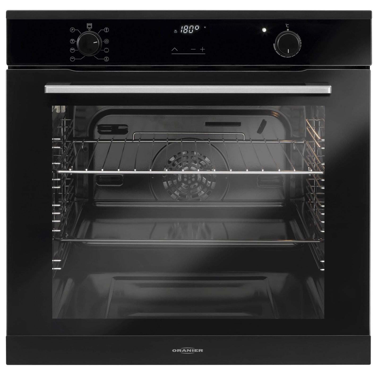 Oranier autarker schwarzer Einbau Backofen A Pyrolyse 60 cm breit 78