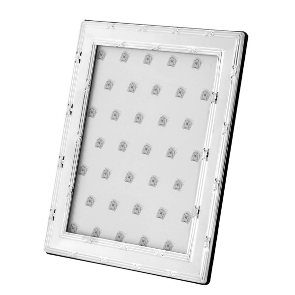 Bilderrahmen Fotogröße 15 x 20 cm versilbert Fotorahmen mit Kreuzband & Samtrücken - Art.-Nr. 30217