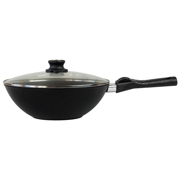 BAF Wok-Pfanne mit Deckel Induktion 30 cm Griff abnehmbar Antihaft Stielwok aus Aluguss - Art.-Nr. 500138301-i-AB