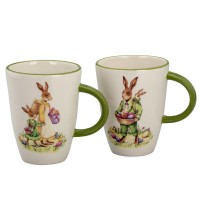 2-teiliges Kaffeebecher Set aus Porzellan je 11.4 cm hoch Motiv Osterhasen - Art.-Nr. 6350 2-teiliges Kaffeebecher Set aus Porzellan je 11.4 cm hoch Motiv Osterhasen - Art.-Nr. 6350
