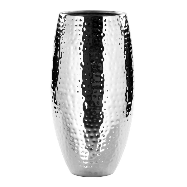 Fink kleine Blumenvase 28 cm aus versilbertem Eisen gehämmerter Behälter für Blumen - Art.-Nr. 157019