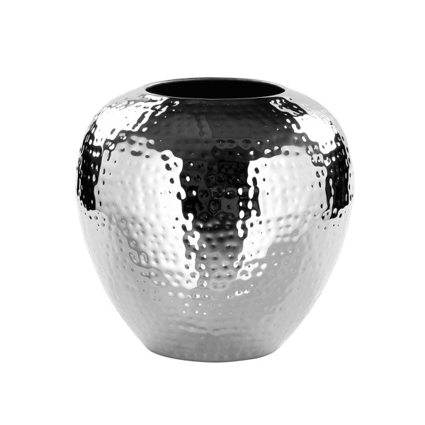 Fink große Blumenvase Ø 25 cm silberne gehämmerte Metall-Vase im Kugeldesign - Art.-Nr. 157014