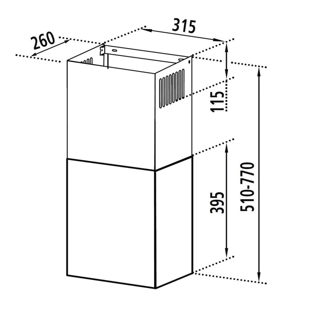 Oranier schwarzer Komplett-Schacht für Kopffrei Wandhaube Signa S | MM