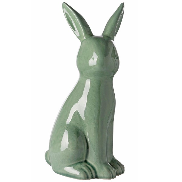 Fink Deko-Hase aus Keramik 25 cm in Krakelee-Optik grün zum Hinstellen - Art.-Nr. 129059