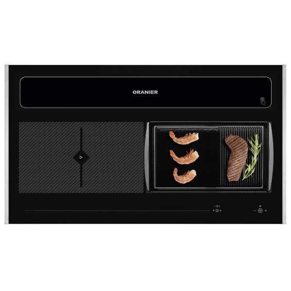 Oranier Flächen-Induktion 90 cm KFL 2094 Abluft-Umluft Kochfeldabzug mit Grillplatte Seitenleisten Edelstahl
