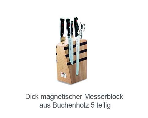 Dick magnetischer Messerblock aus Buchenholz 5 teilig
