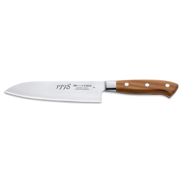 Dick hochwertiges Santoku Messer 17 cm Holzgriff & breite Klinge