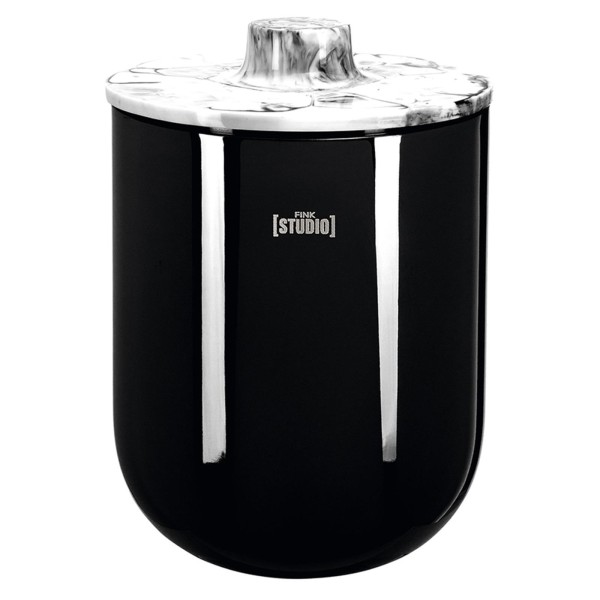 Fink Studio Eiswürfeleimer 23 cm aus Edelstahl Resin schwarz weißer Eiseimer mit Deckel - Art.-Nr. 154272