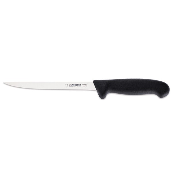 Giesser Filetiermesser 18 cm Fischmesser mit schmaler leicht flexibler Klinge schwarz - Art.-Nr. 2285 18