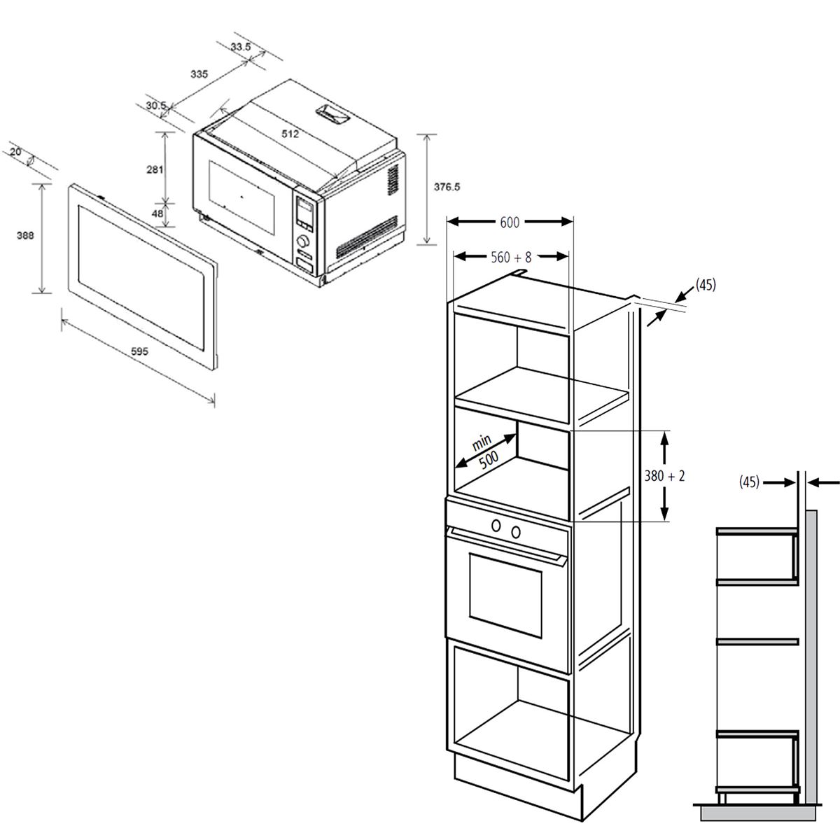 Einbau Mikrowelle 50 Cm Oberschrank Edelstahl Oranier Edelstahl Einbau Mikrowelle für Oberschrank 60 cm KMG 9802 | MM