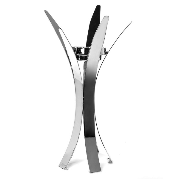 Fink Edelstahl Kerzenhalter 53 cm für Stumpenkerzen & Teelichter glänzend vernickelt - Art.-Nr. 144183