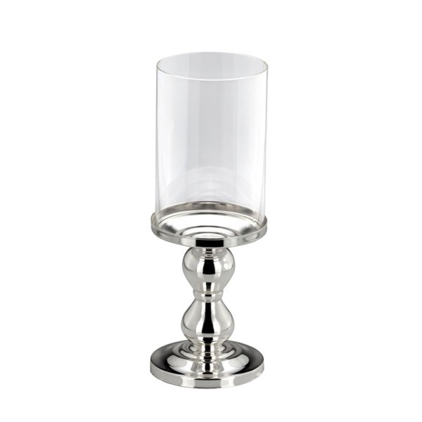 Deko Glas Windlicht auf Ständer 27 cm hoch - versilberter Kerzenhalter - Art.-Nr. 5337