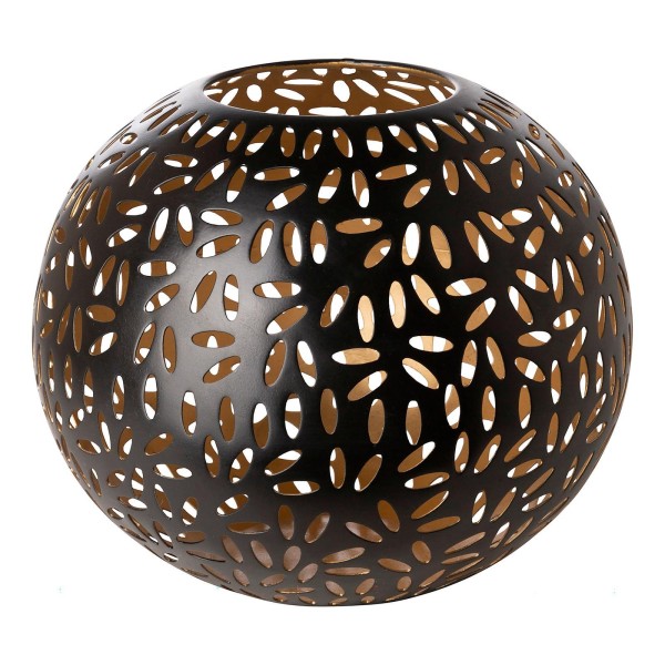 Fink großes Windlicht Ø 24 cm matt schwarzes Kugel-Stimmungslicht für Teelichter - Art.-Nr. 146302