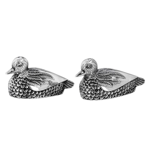 Salzstreuer & Pfefferstreuer Set im Enten-Format versilbertes Streuer Paar antikes Design
