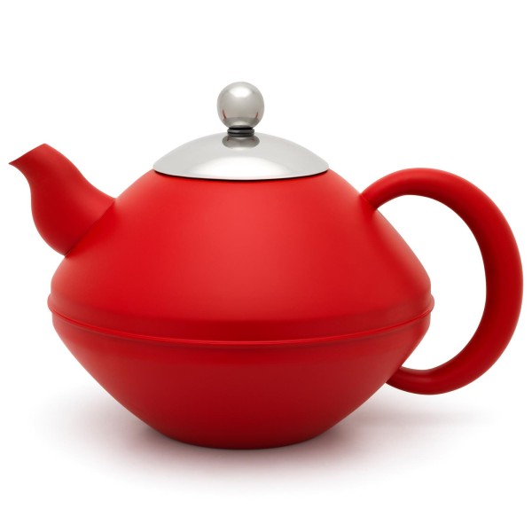 Bredemeijer große rote doppelwandige Edelstahl Teekanne 1.4 Liter