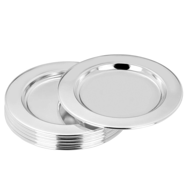 Untersetzer Set 6 Stück je Ø 10,5cm versilberte Mini Teller für Gläser oder Schälchen im Set