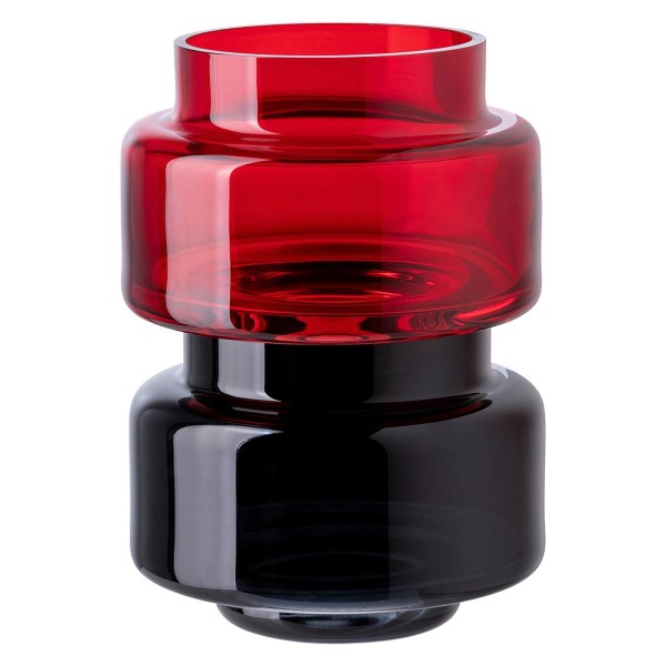 Fink Studio 2-teiliges Teelichthalter Set Ø 10 cm aus Glas rot & schwarz stapelbar - Art.-Nr. 116142