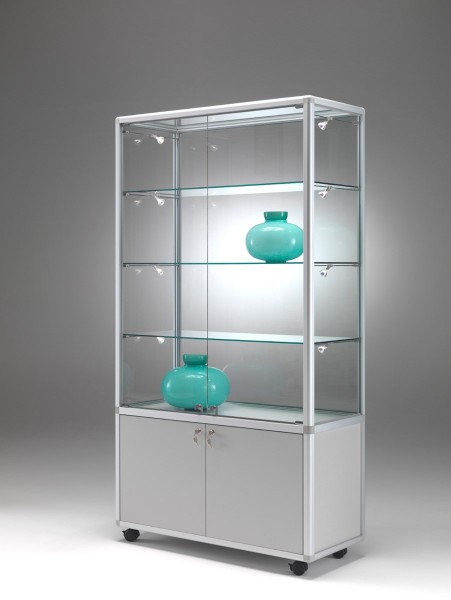 große Verkaufsvitrine abschließbar mit Unterschrank 100 x 50 cm - Art.-Nr. BM9952-ob-r-gr