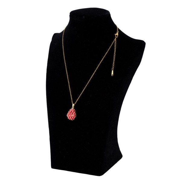 Halskette 45 cm vergoldete Kette mit Schutzengel in rotem Strass-Anhänger in Ei-Form