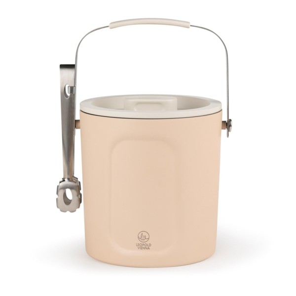 Leopold Vienna doppelwandiger Eisbehälter 1,5 Liter Edelstahl beige mit Zange & Deckel