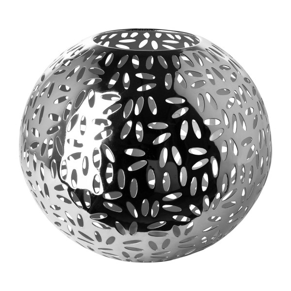 Fink großes Windlicht Ø 24 cm silberfarbenes Kugel-Stimmungslicht für Teelichter - Art.-Nr. 146180