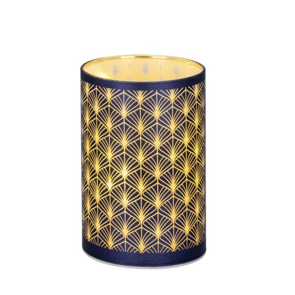 LED Tisch-Windlicht 11,5 x Ø 7,5 cm blaues Deko Glaswindlicht & Stimmungslicht