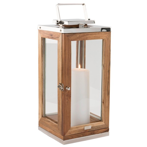 Fink große Laterne 43 cm aus Akazienholz Windlicht für LED-Kerzen & Stumpenkerzen - Art.-Nr. 147005