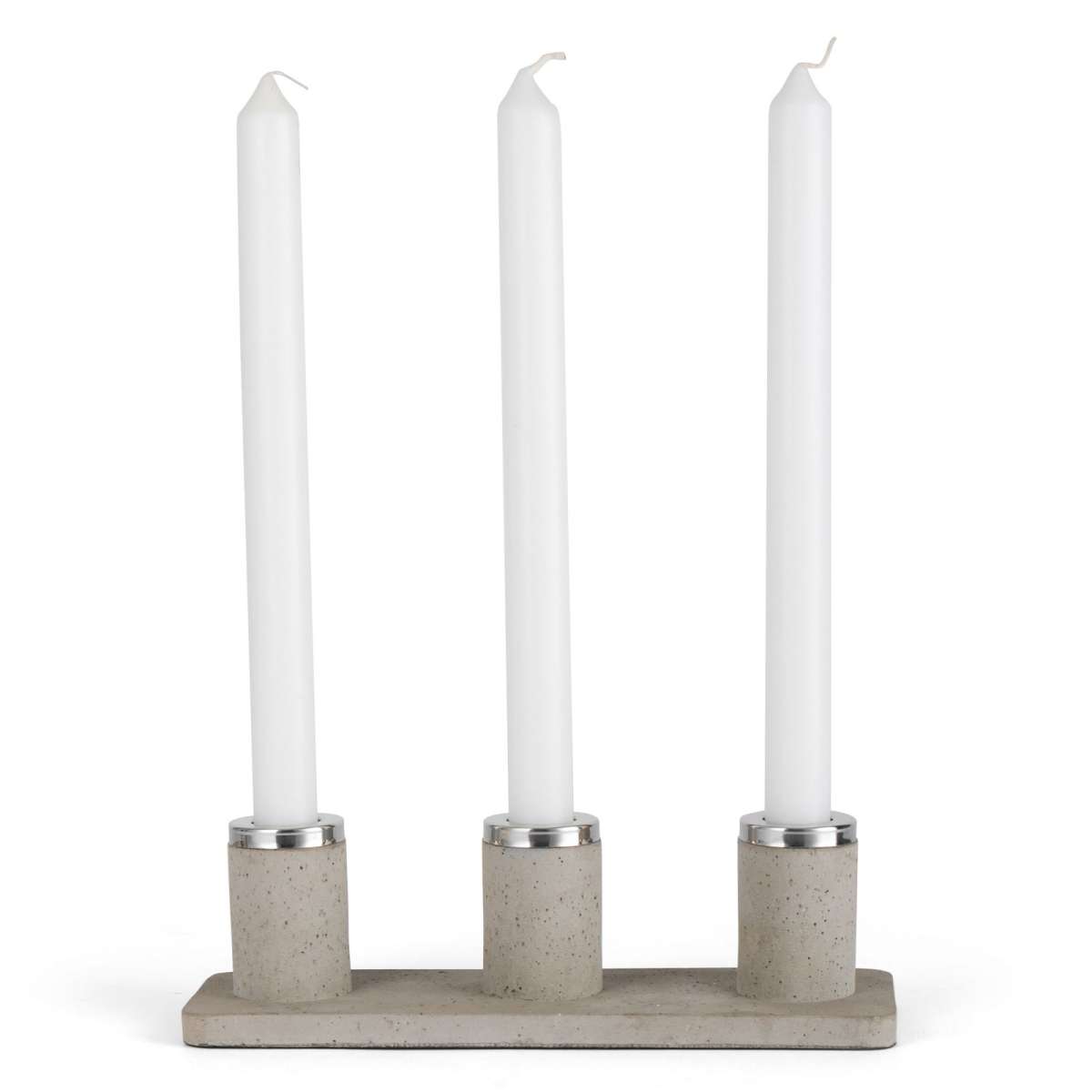 schmaler hellbrauner Kerzenhalter aus Beton 3 fach 24 cm breit | MM-ComSale