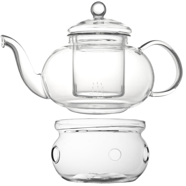Bredemeijer gläserne einwandige Teekanne mit Glasfilter & Teewärmer aus Glas