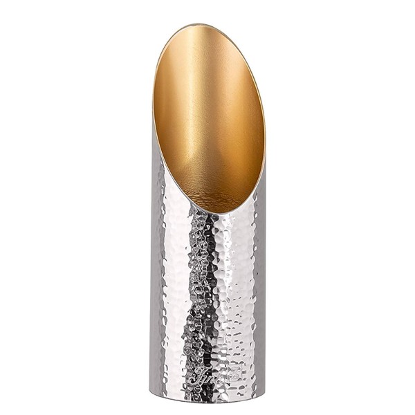 Fink gehämmerter Design-Teelichthalter 20 cm silberner Aluminium Kerzenhalter - Art.-Nr. 142134
