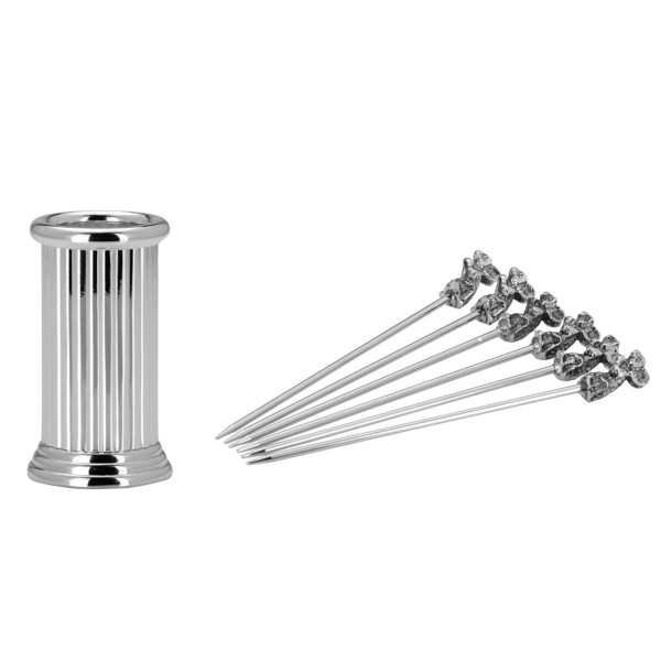 Käse-Spieße Set 7-tlg. versilberte Partyspieße Mäuse für Obst oder Oliven - im Behälter