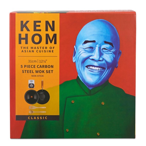 Ken Hom 14-tlg. Wok Set 31 cm mit Holzgriff Antihaft Karbonstahl & Zubehör - ohne Induktion - Bild 4