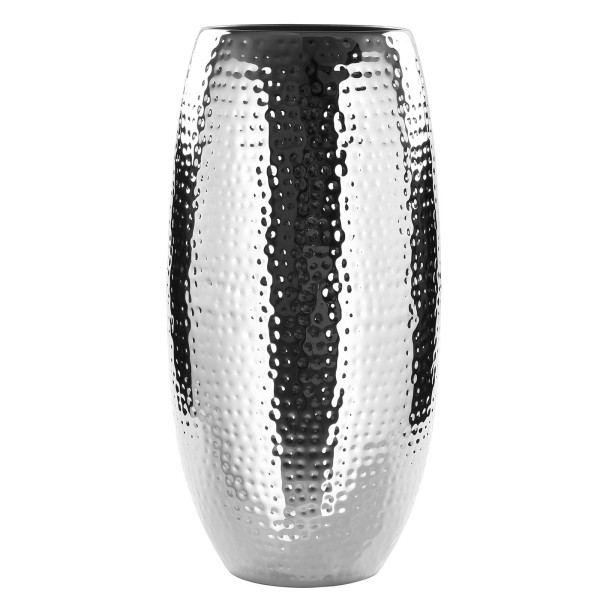 Fink große Boden-Blumenvase 40 cm aus versilbert-gehämmerten Eisen Behälter für Blumen - Art.-Nr. 157020