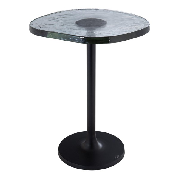 Fink Beistelltisch 50 cm x Ø 40 cm Aluminium schwarz Abstelltisch mit geriffelter Glas-Oberfläche - Art.-Nr. 168328